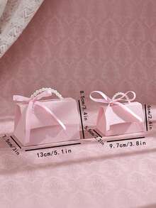 10pcs Stylish Embossed Gift Box In Black White Variants With Satin Ribbons Faux Pearl Handles Available In Multiple Sizes For All Occasions Letterpress Printing Flower Candy Box Mini Packaging Bags Paper Box For Gift Set Box Small Gift Bags Wedding Favors Party Decor, - Handheld Flower Box - View 3