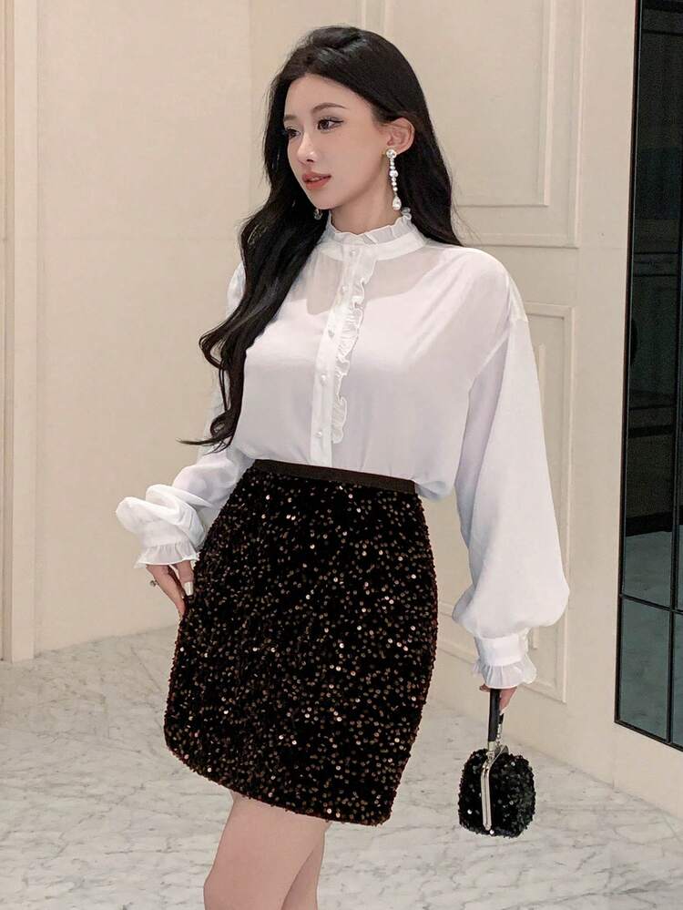 Women's Fashionable Sequin Bodycon Skirt Carnival