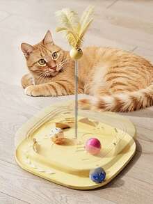 PETSIN 1件装宠物猫玩具迷宫挖掘趣味游乐场宠物益智玩具铃铛羽毛猫棒宠物自娱自乐玩具宠物玩具宠物用品