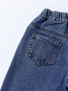 Girls/Toddlers Fashion Snowflake Washed Distressed Embroidered Flare Pants - Royal Blue - View 4