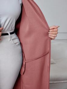 Modelyn Áo khoác thường ngày có mũ trùm đầu, tay dài sọc hai bên, khóa kéo phía trước, cỡ lớn dành cho nữ - Bụi hồng - Xem 7