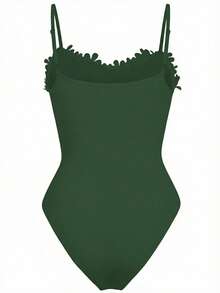 Breezaya 大码女式时尚基本款蕾丝吊带连体衣 - 綠色 - 查看 2