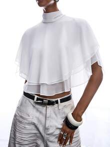 LYSMO Áo kiểu nữ mùa xuân/hè mới, không tay, vạt áo bất đối xứng, thắt nơ trắng. - Màu be - Xem 6