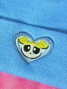 THE POWERPUFF GIRLS X SHEIN 1pc Knitted Beanie Hat With Cartoon Embroidery, Fashionable Street Riding Gift Choice - A - View 3