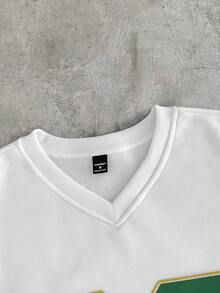 AXEPEAK Men's Casual Loose Fit Pullover Sweatshirt With White Graphic Print, Spring/Autumn - White - View 5