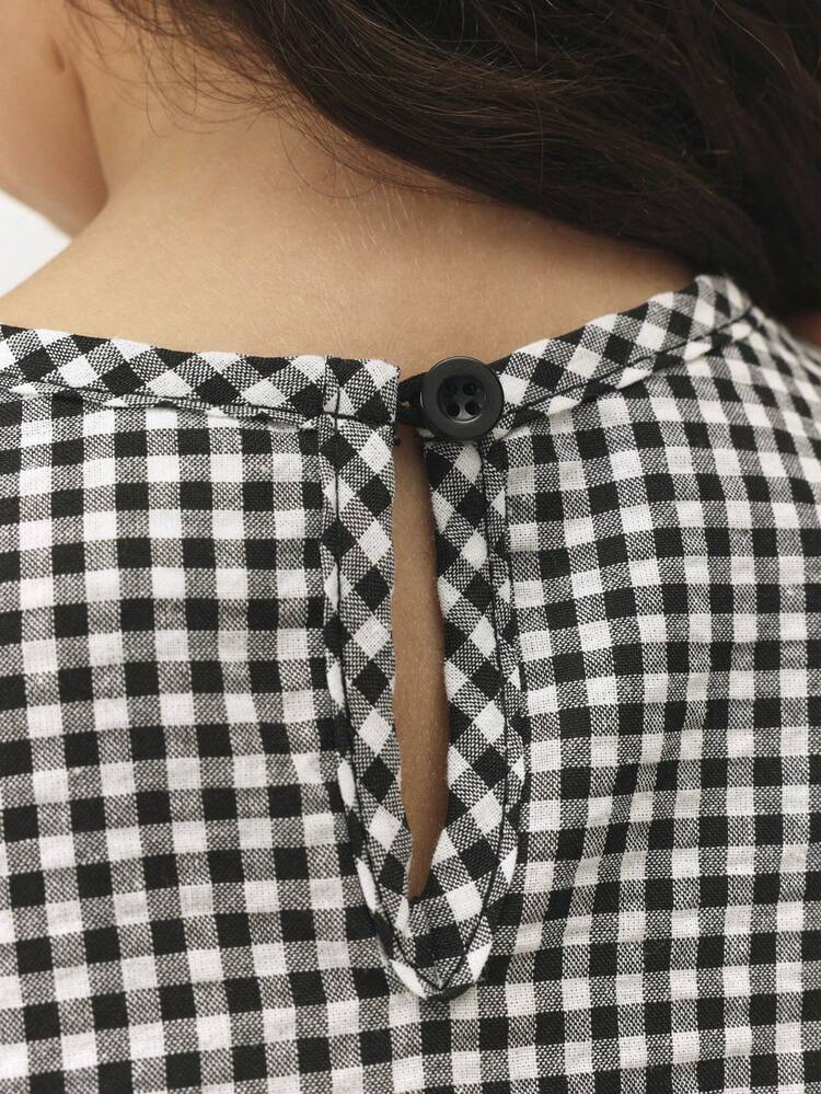 Gingham Peplum Top And Palazzo Pants Set