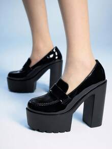 Sugerpunk Giày cao gót bóng bẩy dành cho nữ, thời trang, thanh lịch và đa năng. - màu đen - Xem 6