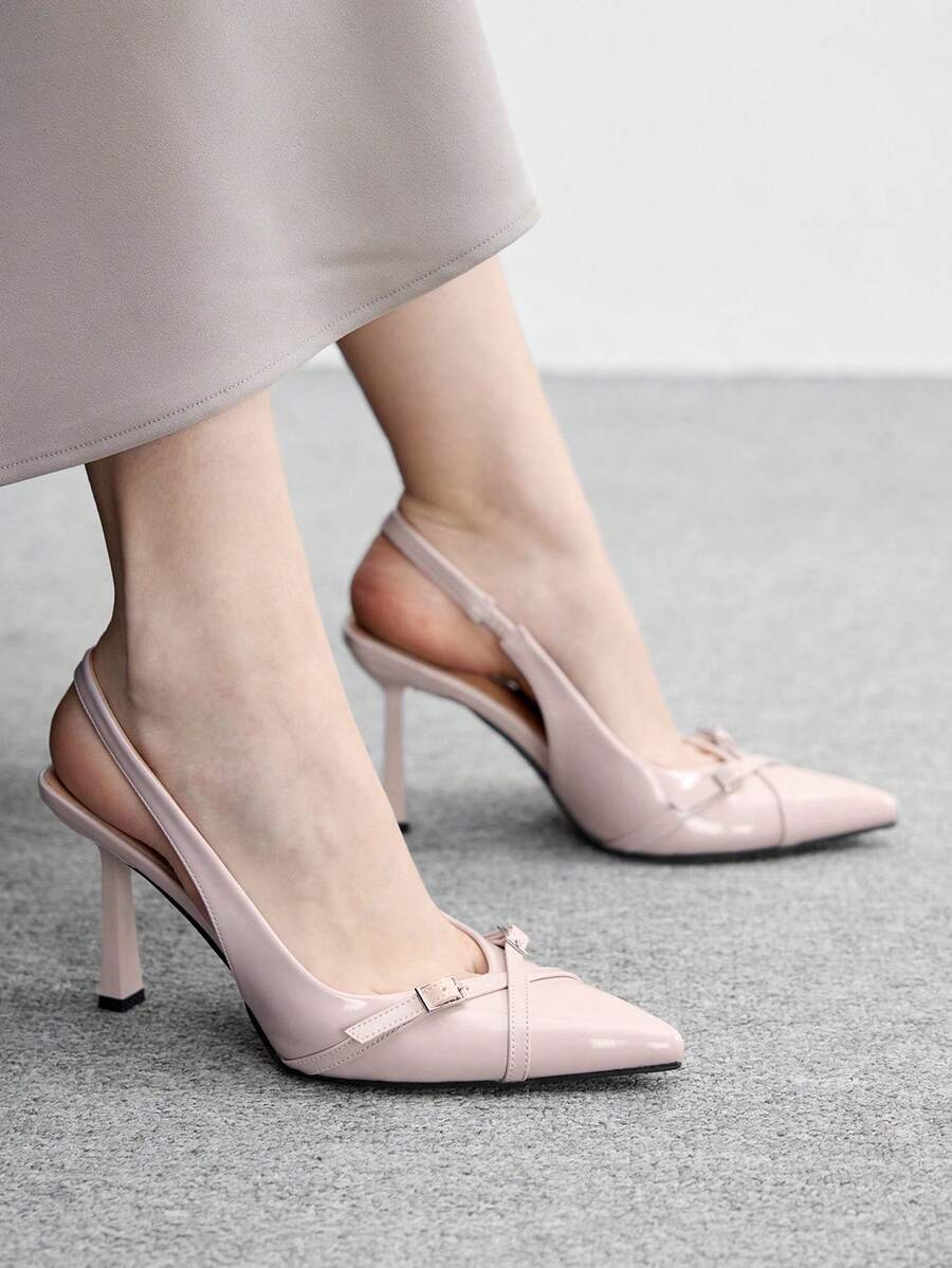 CUCCOO BIZCHIC Women's Shoes Back Strap Resumed Work Light Purple Closed Toe Cross Strap Fashionable Versatile High-Heeled Shoes - Purple - View 1