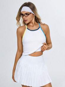 Eassivo Eassivo 2-Pack Of Women's Seamless Contrast Binding Fitted Sports Camisole With Chest Pads - Multicolor - View 6