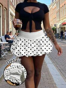 Slaydiva 女士休闲可爱碎花半身裙，适合夏季，女士夏季半身裙，女士度假半身裙，波点半身裙，泡泡半身裙，女士外出嘉年华装扮 - 彩色 - 查看 7