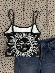 Attitoon Women's Casual Sun Pattern Sexy Camisole Bodysuit Spring - Multicolor - View 7