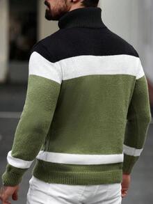 Manfinity Homme Men's Casual Colorblock Patchwork Sweater, Autumn/Winter - Multicolor - View 2