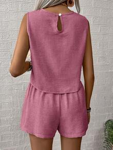 EMERY ROSE Conjunto de dos piezas de mujer tejido para tiempo vacaciones de verano - Rosa - Ver 2