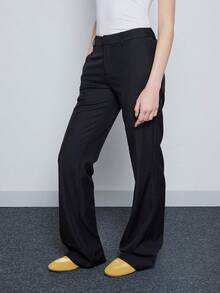 COUREZ Quần ống loe cạp thấp, kiểu dáng ôm sát / Trang phục mùa đông Y2K cho nữ, quần thường ngày, quần công sở, quần áo đi chơi, áo dự tiệc, năm mới. - màu đen - Xem 4