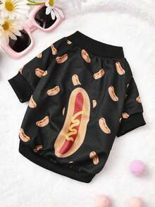 PETSIN 1 Pc Sausage Food Printed Headless For Autumn And Winter Thickened Warm Pet Clothing - Black - View 2