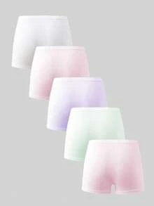 Quần lót bé gái - 5 chiếc, họa tiết công chúa, màu pastel, kiểu quần đùi, eo chun, mềm mại, nhẹ, thoải mái, thích hợp mặc ngủ, chơi, hàng ngày, có thể giặt máy, quà tặng ngày lễ 2026, phụ kiện cần thiết, dễ thương, quyến rũ, bền, bốn mùa. - Hồng - Xem 2