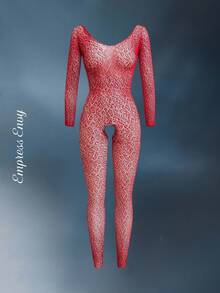 SHEIN Women's Fashionable Sexy Hollow Out Backless Bodysockings, Going Out - Burgundy - View 1