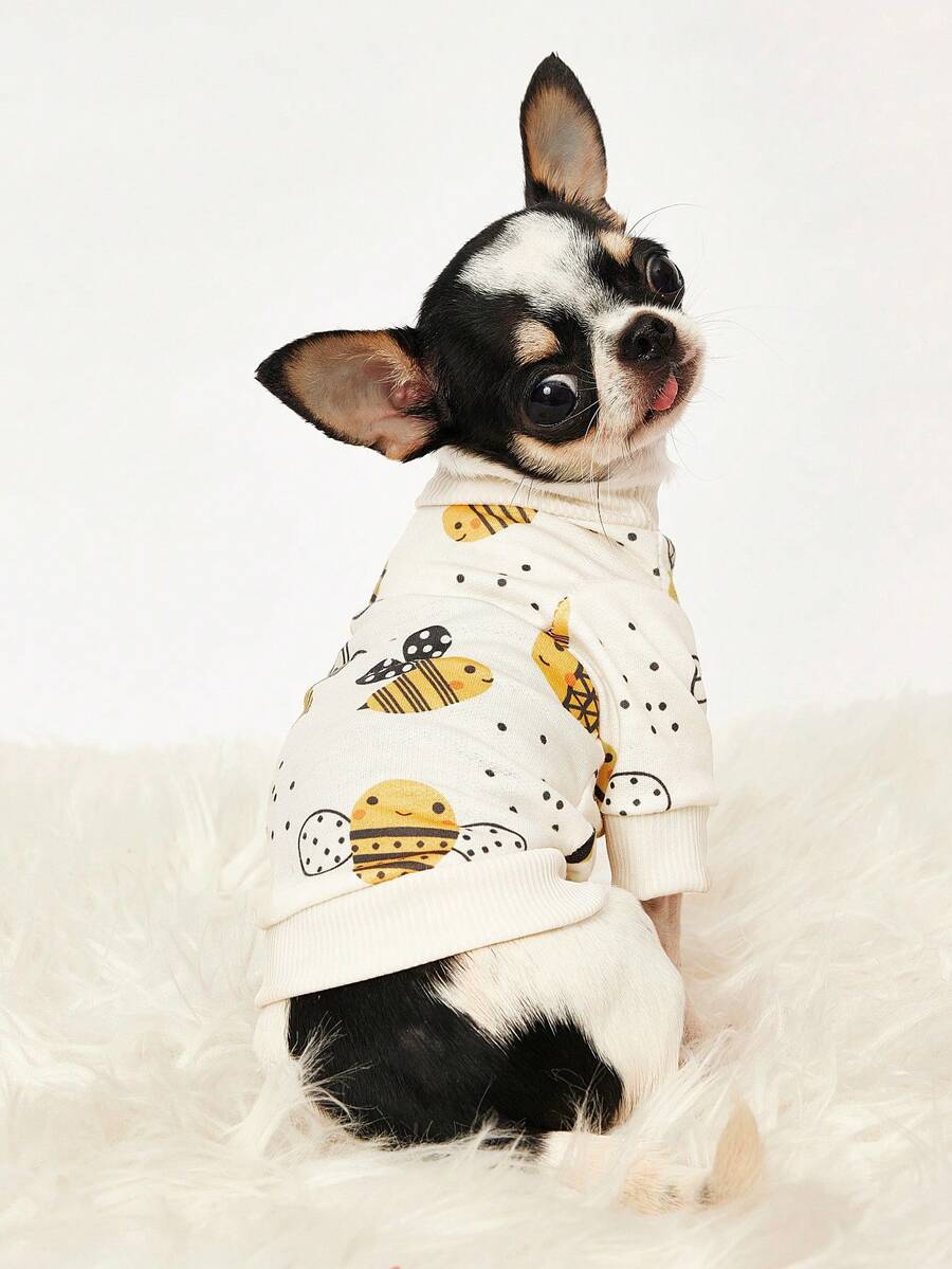 PETSIN 1 Piece Cute Bee Print Beige , Skin Friendly And Breathable Pet Clothing - Beige - View 1