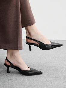 CUCCOO BIZCHIC Zapatos de tacón de punta elegantes para mujeres para ir al trabajo - Negro - Ver 1