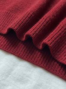 Chiquease 优雅珍珠领设计宽松酒红色毛衣 - 酒紅色 - 查看 7