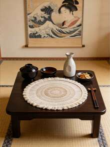 6pcs/8pcs Circular Edge Printed Linen Placemats - Multicolor - View 3