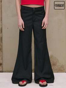 COUREZ Y2K taillierte Schlaghose mit niedriger Taille, Vintage - Schwarz - Übersicht 1