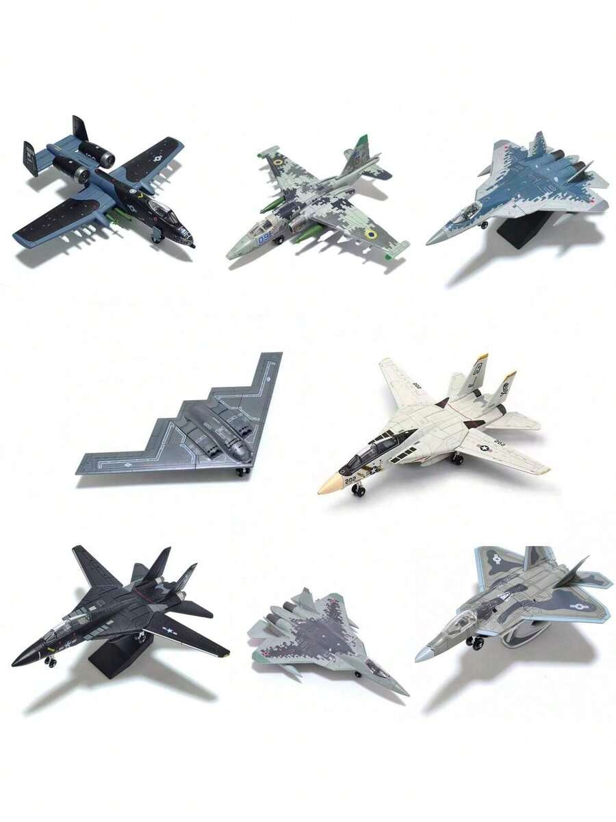 1 Piece, F14 SU57 F22 B2 SU25 A10 Fighter Jet And Bomber Aircraft Model, Miniature Scale Model, Plastic Building Block Airplane Model, Collectible Creative Gift, Suitable For Age 14+