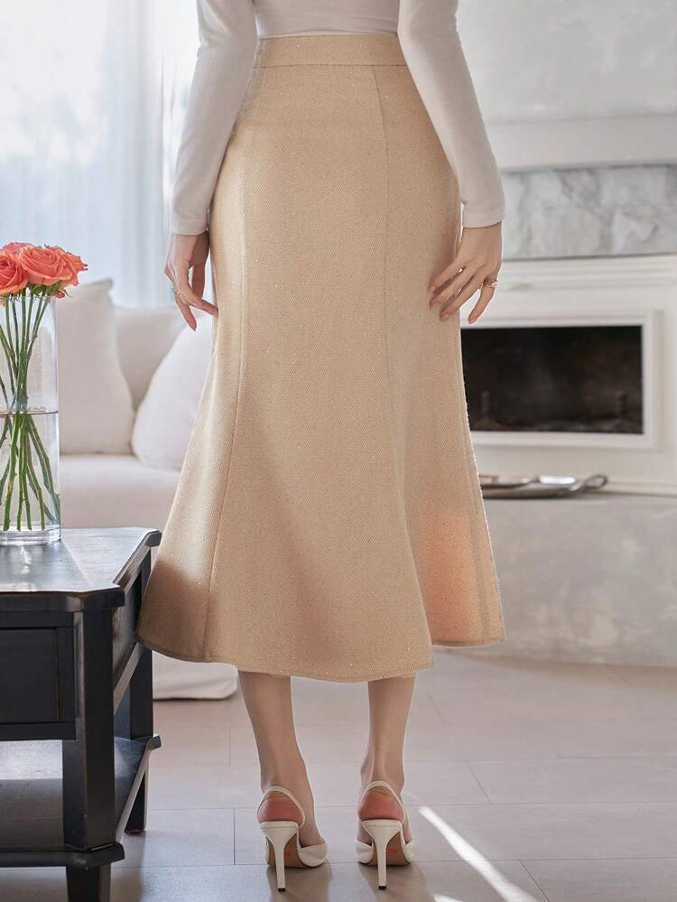 Women's Elegant Solid Color Fish Tail Skirt, Summer Spring