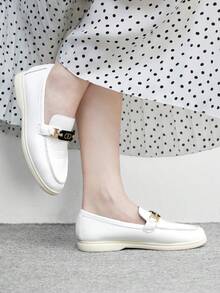 CUCCOO BIZCHIC Women's Metal Decor Casual Slip-On Loafers, Versatile For Daily Commute - Chantilly - View 3