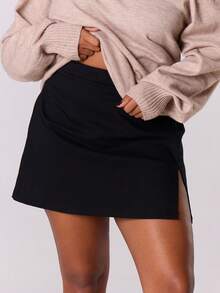 MUSERA Plus Tailored Low Rise Mini Skirt Elegant Summer Y2k Cute 90's Casual Capsule Holiday Vacation - Black - View 1