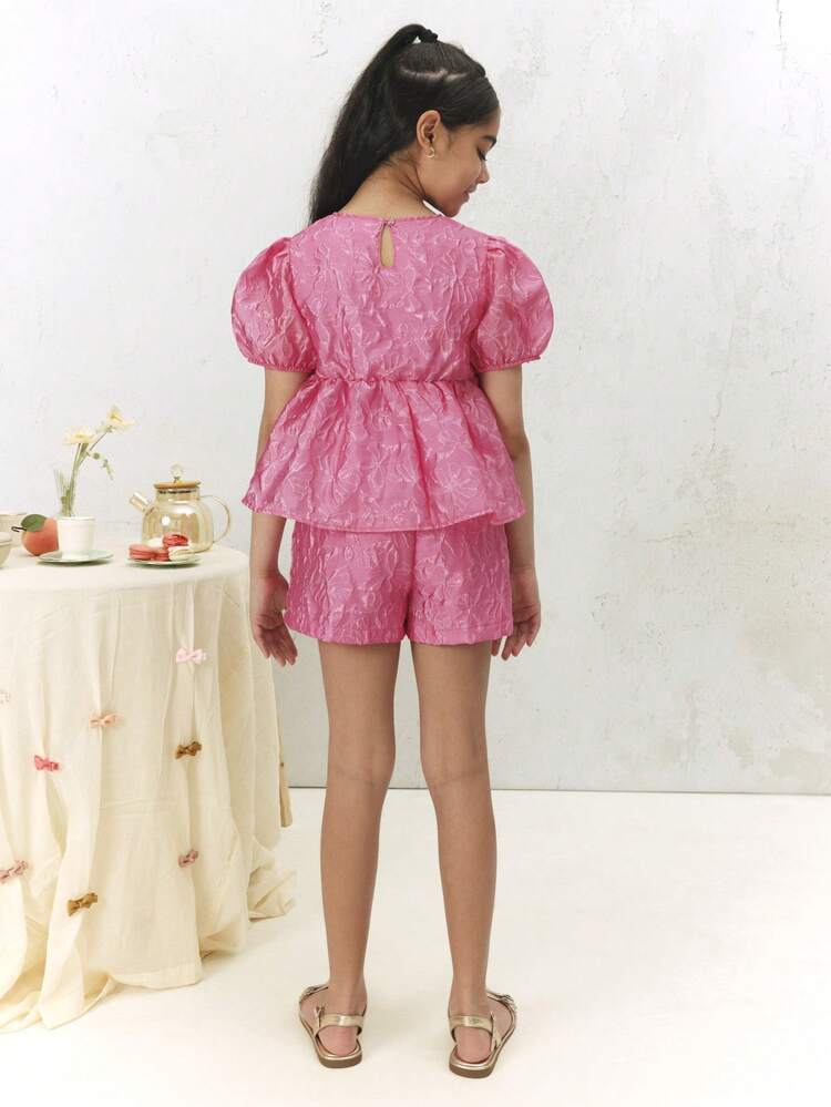Puff Sleeve Blouse And Shorts Set