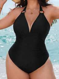 Swim Lushoire 2026 New Summer Beach Vacation Elegant Minimalist Plus Size One-Piece Swimsuit, Suitable For Beach, Vacation, Party, And Date