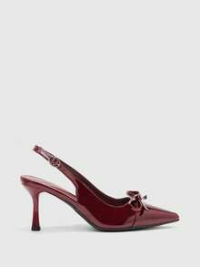 CUCCOO BIZCHIC 女士尖头搭扣设计时尚高跟鞋，适合日常穿着 - 酒紅色 - 查看 2