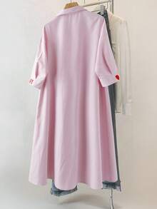 GlowEve CURVE Women's Elegant & Generous Daily Commute Loose Pink & White Striped Embroidered Maxi Dress - Multicolor - View 2