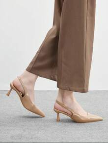 CUCCOO BIZCHIC Tacones altos de moda versátiles de uso diario con diseño de hebilla y punta afilada para mujer - Albaricoque - Ver 5