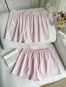 Comfortcana 2 chiếc quần short nữ cỡ lớn kiểu dáng thường ngày, có dây buộc eo và cúc cài. - Nhiều màu - Xem 4