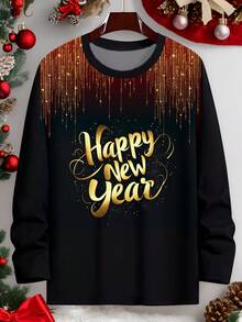Velminro Men's Casual Slogan Print Crew Neck Long Sleeve Loungewear Top Men Tops Graphic Anniversary Shirts Men Long Sleeve Graphic Mens Christmas Sweater