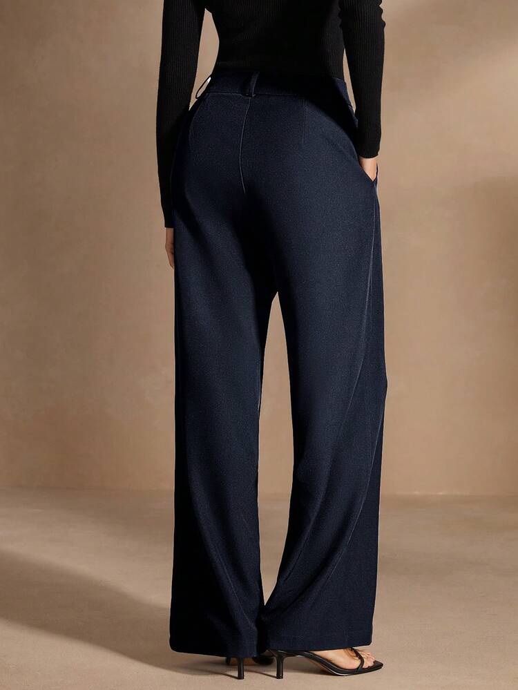 Women's High Waist Asymmetrical Hem Straight Leg Pants, Suitable For Graduation Season, Autumn/Winter