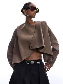 LYSMO Bộ sưu tập 2025: Áo khoác kaki tối giản mới dành cho nữ, món đồ thiết yếu cho mùa Giáng sinh, trang phục mùa thu/đông thoải mái. - Màu Khaki - Xem 4