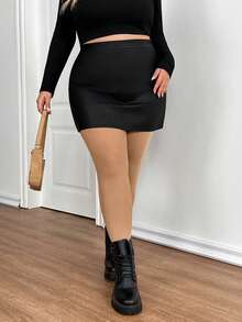 SHEIN CURVE+ Quần legging co giãn cao cấp cho nữ cỡ lớn, mặc hàng ngày - Màu be - Xem 6