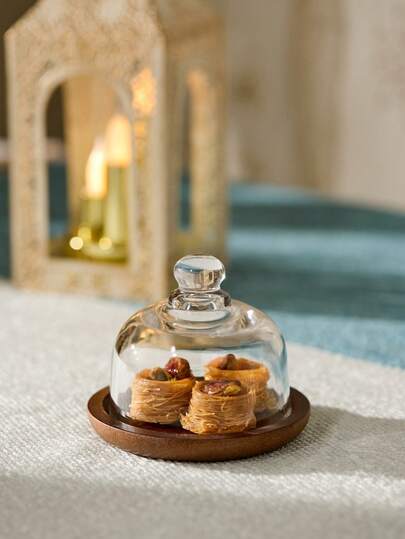 Cirelle Glas Desserthaube mit Deckel - Moderne abgedeckte Servierschale für Nüsse, Obst & Snacks, Ramadan & Eid Serviertablett
