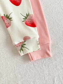 4pcs/Set Baby GirlCute Cartoon Print Snug Fit Casual Comfortable Homewear Set - Multicolor - View 6