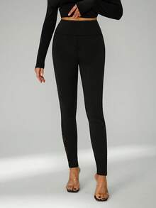 SHEIN Tall Women's Exaggerated Flare Lace Sheer Long Pants,Fall - Black - View 5