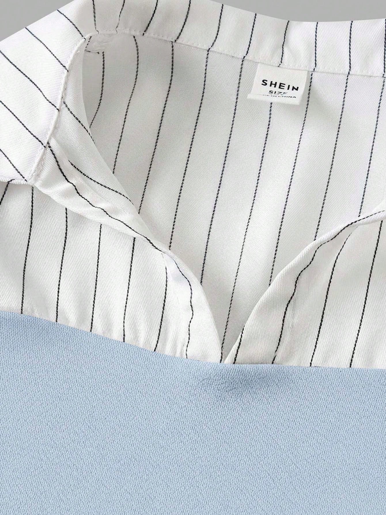 SHEIN مجموعة ملابس علوية كم طويل بياقة طاقم وبنطال...