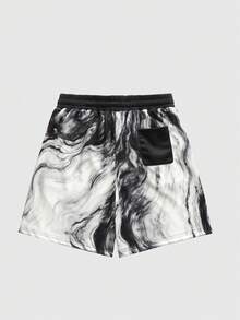 ROMWE MEN 男士时尚夏季百搭印花街头休闲短裤 - 黑色 - 查看 2