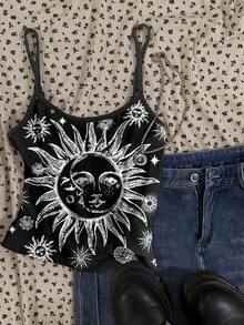 Attitoon Women's Casual Sun Pattern Sexy Camisole Bodysuit Spring - Multicolor - View 6