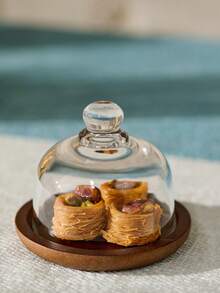 Cirelle 带盖玻璃甜点罩 - 现代带盖盛放碗，适用于坚果、水果和小吃，斋月和开斋节盛放托盘 - 彩色 - 查看 2