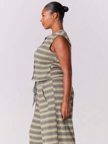 MUSERA Plus Striped Print Top-Stitching Tank Top - Multicolor - View 3