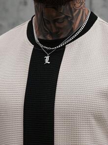 SLATEMANN Áo thun nam dệt jacquard phối màu tương phản, đa năng cho mặc hàng ngày, áo thời trang nam, áo thun nam thường ngày, áo lưới nam, áo sơ mi dệt kim nam. - Nhiều màu - Xem 5