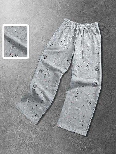Men's Casual Polka Dot Print Drawstring Sweatpants